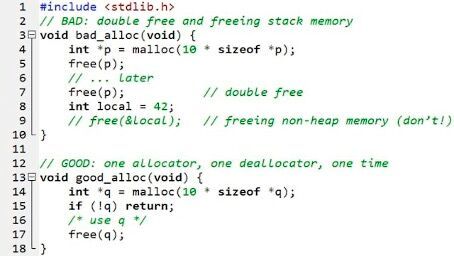 Bild 9. Speicher wird falsch zugewiesen: neu mit delete[], malloc mit delete.(Bild:  IAR Systems)