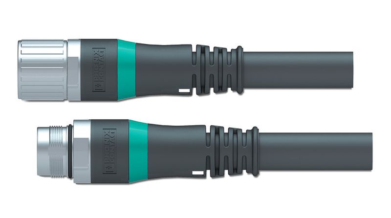 Farbliche Markierungen – wie hier beim umspritzten M23-Rundsteckverbinder – unterstützen kundenspezifische Produkt-Varianten. (Bild: Phoenix Contact)