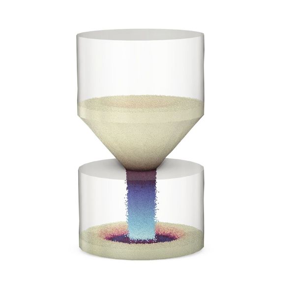 Ein Trichterströmungsmodell mit einer Million granularer Partikel. (Bild: Comsol)