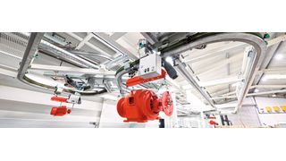 Die EHB Skyrail erreicht eine Spannweite bis 6 m, was die Menge an Fördertechnikstahlbau stark reduziert. (Bild: SEH)