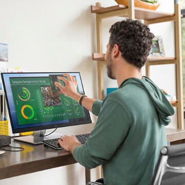 Der HP E24t G4 Touch Monitor vereinfacht es Nutzern, mit den Inhalten auf dem Bildschirm zu interagieren und Aufgaben schneller per Touchzu erledigen. (HP)