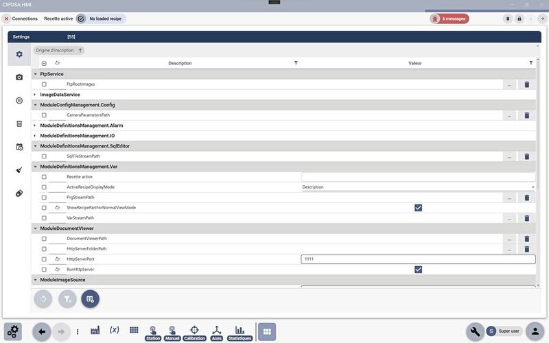 Interface de l'HMI développé par Dgtis et utilisé par Ciposa. (Source : Ciposa SA)