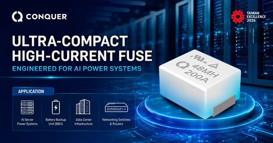 Die 48MH-Serie von Conquer ist eine Hochstrom-SMD-Sicherung für KI-Server und Rechenzentren. Sie verbindet hohe Strombelastbarkeit mit einer kompakten, automatisiert bestückbaren Bauform.(Bild:  Conquer)
