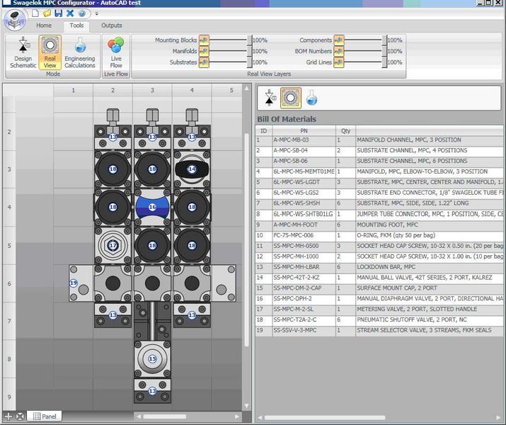 Benutzer können dann die Betätigung von Ventilen simulieren, um zu sehen, wie der Durchfluss reagiert.  (Bild: Swagelok)