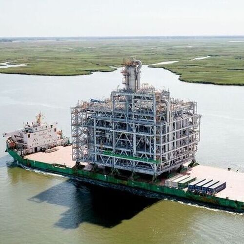 The modules were built in Abu Dhabi but their transport to Antwerp was disrupted by the war in Iran and the blockade of the Strait of Hormuz. (Source:  Ineos)