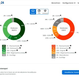 Die Kosten, Zeiten und Emissionen werden detailliert ausgewiesen.(Bild:  Simus Systems GmbH)
