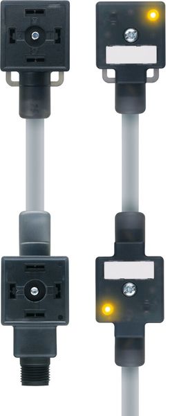 Die neuen Escha Doppelventil-Steckverbinder (links mit M12x1-Anschluss, rechts mit Anschlussleitung). (Bild: Escha)