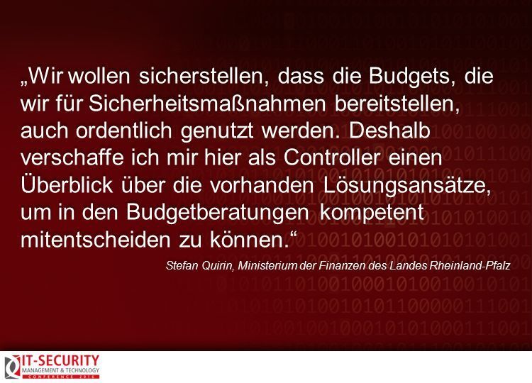 Stefan Quirin, Ministerium der Finanzen des Landes Rheinland-Pfalz, zur IT-Security Conference 2016. #itseccon (AMATHIEU - Fotolia.com)