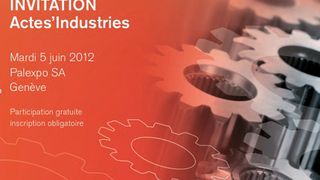 Affiche d'invitation à Actes'Industries, retenez la date, le 5 juin 2012, durant le salon EPHJ-EPMT-SMT à Palexpo Genève (Image: www.actesindustries.ch)