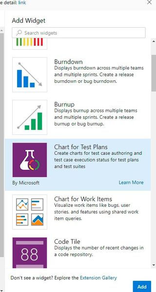 Für das Dashboard stehen zahlreiche Widgets zur Verfügung, die auch aktiv die Daten des Projektes nutzen und visualisieren.  (Bild: Joos / Microsoft)
