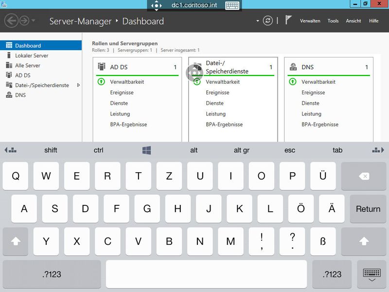 Abbildung 6: Mit dem RDP-Client von Microsoft können Administratoren per RDP die Server im Netzwerk über das iPad verwalten. (Bild: Joos)
