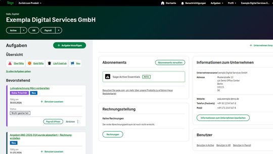 Mit nur einem Login bietet Sage Active einen nahtlosen Zugriff auf alle integrierten Module, vom Vertrieb bis zum Personalmanagement.(Bild:  Sage)