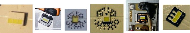 Bild 7: verschiedene LEDs von Osram und Nichia, auf Scheinwerfermodulen, zur Verfügung gestellt von einem führenden Hersteller der Automobilindustrie (Bild: Nucon)