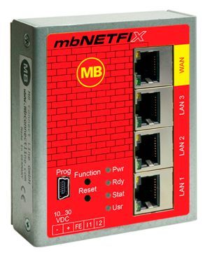 Mit mbNETFIX präsentiert MB connect line eine neue Firewall, die für den Einsatz in industriellen Anlagen entwickelt wurde. Sie bietet Schutz vor Angriffen von außen und erfüllt die speziellen Anforderungen der industriellen Kommunikation wie Segmentierung, Kopplung unterschiedlicher Netzwerke sowie die Steuerung der Kommunikation auf Paketebene. Im Bridgemodus ist mbNETFIX benutzerfreundlich in bestehende Netzwerke integrierbar, die im selben Netzwerksegment liegen und schützt mittels Paketfilter den Datenaustausch zwischen WAN und LAN.  MB connect line auf der SPS IPC Drives 2017: Halle 10.0, Stand 202 (Bild: MB connect line)