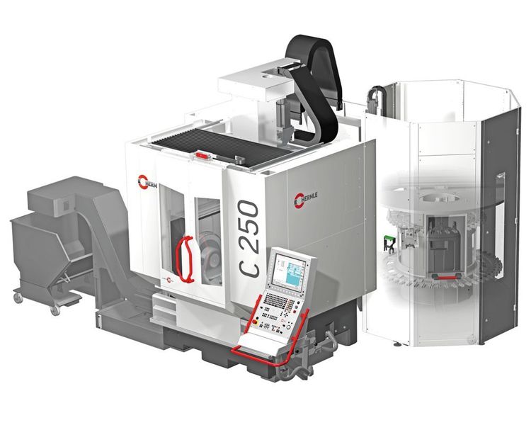 Das neue Bearbeitungszentrum C 250 von Hermle mit Zusatz­magazin ZM 88 k. (Bild: Hermle)