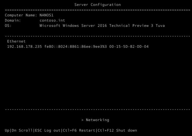 Um grundlegende Informationen eines Nano-Servers abzurufen, bietet Microsoft ab Windows Server 2016 die Emergency Management Console an. Diese lässt allerdings keine lokale Verwaltung des Servers zu. (Bild: Thomas Joos)