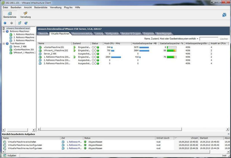 Abbildung 10: VMware ESX3.5 – Auch „alte“ ESX-Server eignen sich noch gut für die Virtualisierung. (Hier am Beispiel einer Testmaschine mit dem Intel Xeon 5420, gute Prozessorergebnisse bringt bereits ein Xeon 5310.) (Archiv: Vogel Business Media)