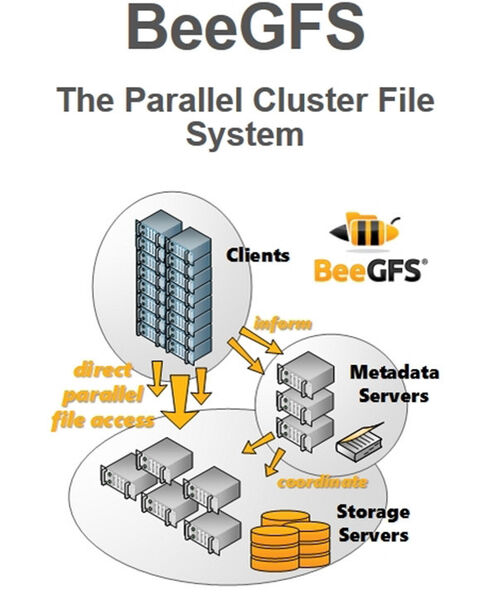 Abbildung 5: Die Architektur von BeeGFS ist typisch für ein parallelisiertes Filesystem, weist aber auch Eigenheiten auf.  (BeeGFS)
