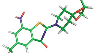 Ein Strukturmodell des Tuberkulose-Wirkstoffs BTZ043 (Florian Kloß/HKI)