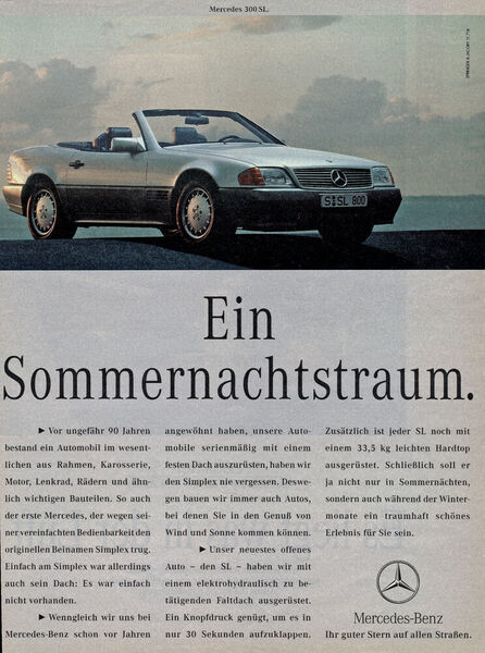 Werbung für den SL von 1991. (Daimler)