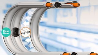 Mit den E-Skin Flat Single Pods kann der Anwender jetzt selbst die Anzahl der Kammern definieren, sie miteinander verbinden und jederzeit erweitern. Die Stützkette sorgt für mehr freitragende Längen.  (Igus)