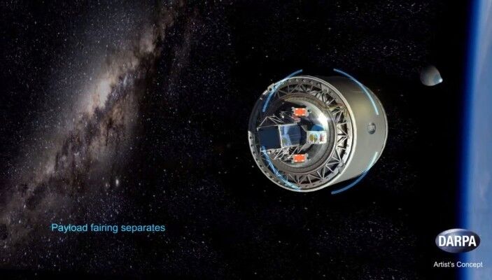 Ein Satellit auf dem Weg in den Orbit: Schon bald könnten konventionelle Flugzeuge schnelle und preisgünstige Satellitenstarts ermöglichen. (Bild: DARPA)