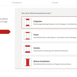 Darstellung der Startoberfläche des «Tool Selectors». In diesem Schritt wird die Bearbeitungsart am Werkstück festgelegt.(Bild:  Heule)