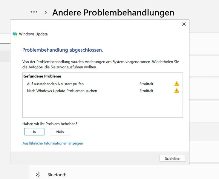 Findet der Troubleshooting-Assistent Probleme in der Windows-Update-Funktion, kann er diese gleich beheben. (Bild: Microsoft - Joos)