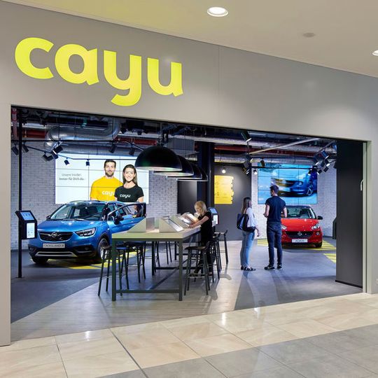 „Cayu“-Pilot im Milaneo-Einkaufszentrum im zentral gelegenen Stuttgarter Europaviertel.(Bild:  Opel)