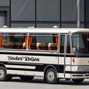 1967 folgte die Baureihe 100 mit einem deutlich kantigeren Äußeren, von der die Modelle S 80 bis S 150 und neben weiteren der Gelenkbus SG 180 auf den Markt kamen. Zum Start hatten die Fahrzeuge einzeln aufgehängte Vorderräder in Doppelquerlenker-Bauweise. 1973 kamen Scheibenbremsen auf der Vorderachse in Serie, Trommelbremsen waren optional. Die Baureihe 100 wurde, wie ihre Vorgänger, mit Henschel-Dieselmotoren ausgestattet.(Bild:  Daimler Truck AG)