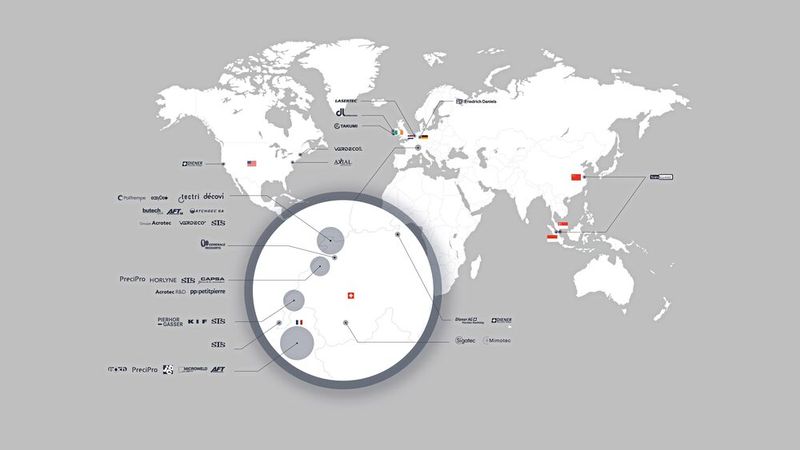 Implantations du Groupe Acrotec dans le monde. (Source : Groupe Acrotec)