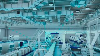 Die Halle 9 auf der Hannover Messe wird am Stand von Omron zum Schauplatz für eine Demonstration, wie IoT-Möglichkeiten die Industrie unterstützen können. Dabei hilft Nokia mit 5G-Expertise und Dassault Systèmes mit Know-how zum virtuellen Zwilling. Lesen Sie! (Bild: Omron)