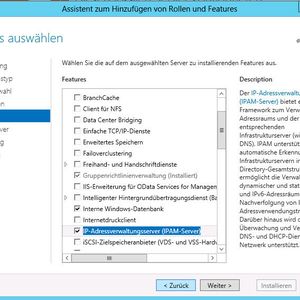 Abbildung 1: Installieren von IPAM als Feature im Server-Manager von Windows 8 Server