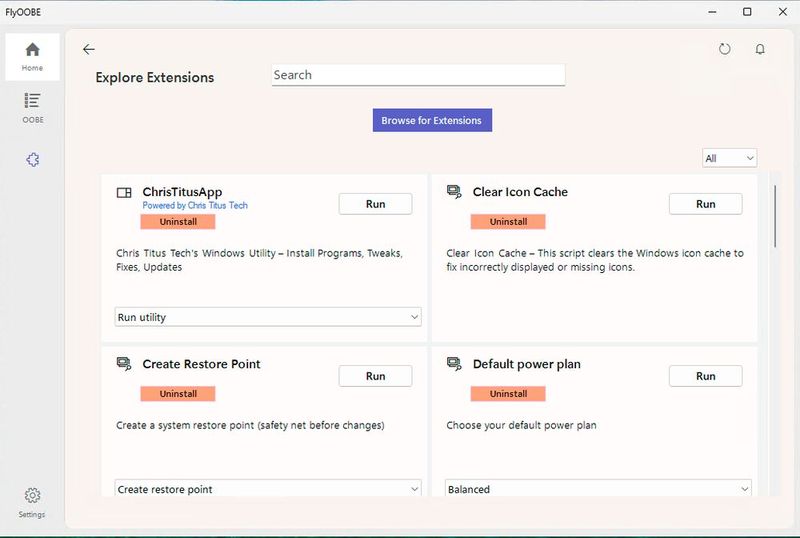 FlyOOBE kommt mit verschiedenen Erweiterungen. (Bild: Joos | FlyOOBE)