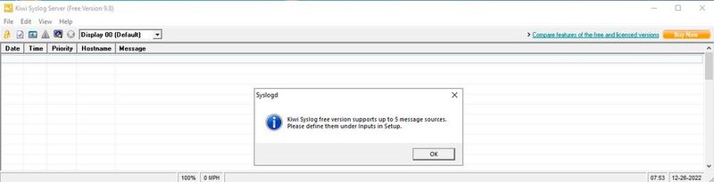 SolarWinds Kiwi Syslog Server Free Edition kann SNMP-Traps und Syslog-Nachrichten im Netzwerk auslesen. (Bild: Joos - SolarWinds)