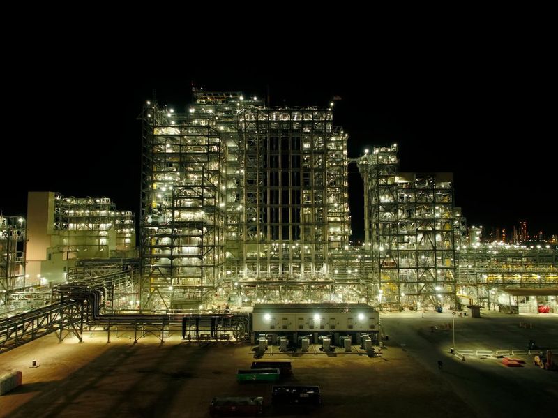 Night view of Chevron's polyethylene units in Old Ocean, Texas. (Business Wire)