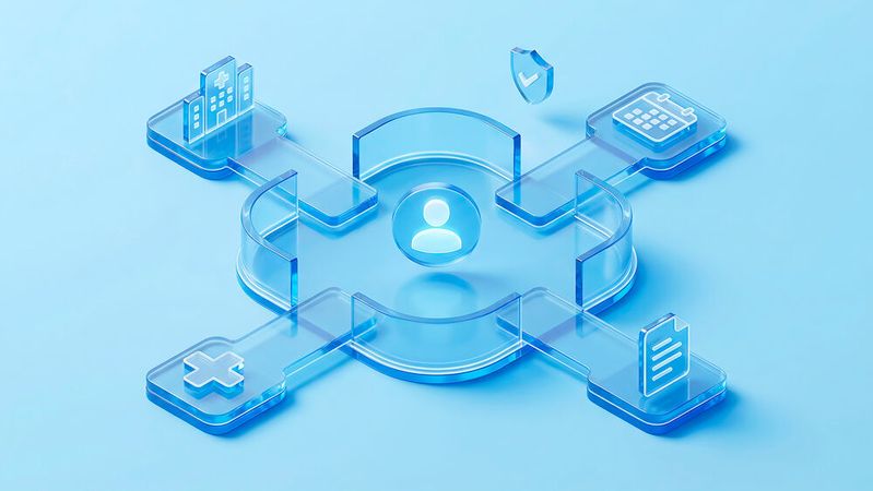 Über das Gesundheitsportal können Patienten Informationen und Dokumente mit allen beteiligten Kliniken austauschen und Termine vereinbaren.(Bild: ©  Art_spiral - stock.adobe.com / KI-generiert)