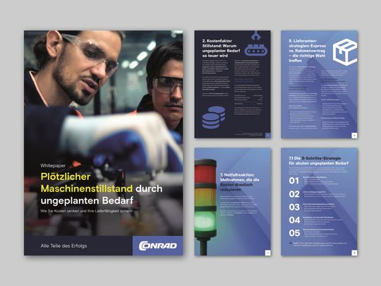 Ungeplante Stillstände vermeiden, bevor sie entstehen: Wie Predictive Maintenance die Produktion am Laufen hält und teure Ausfälle verhindert. Das Conrad Whitepaper zeigt innovative Instandhaltungsstrategien auf, die aus reaktiven Unternehmen proaktive Gewinner machen.(Bild:  © Success Media/stock.adobe.com, Illustration generiert mit KI)