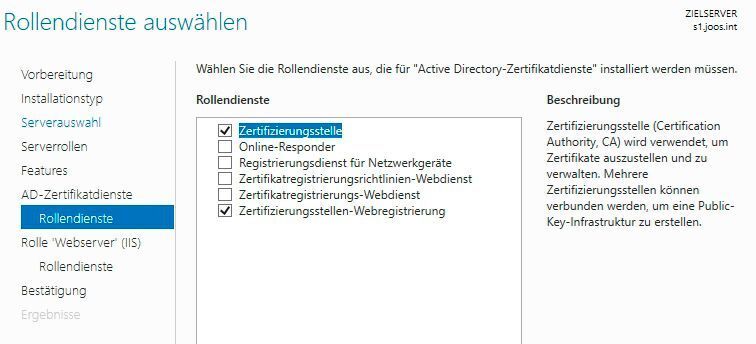 Installieren der Active Directory-Zertifikatsdienste. (Joos / Microsoft)