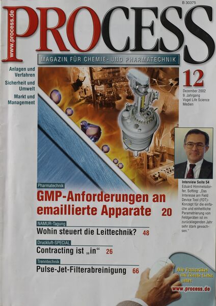Dezember 2002   Top Themen:  - GMP-Anforderungen an emaillierte Apparate - Eohin steuert die Leittechnik? - Contracting ist „in