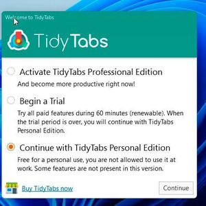 Anpassen von TidyTabs nach der Installation.