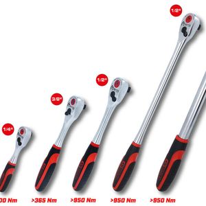 Insgesamt gehören sechs Ratschen zur neuen Monster-Serie, die je nach Modell zwischen 29,90 und 99,90 Euro kosten.(Bild:  KS Tools)