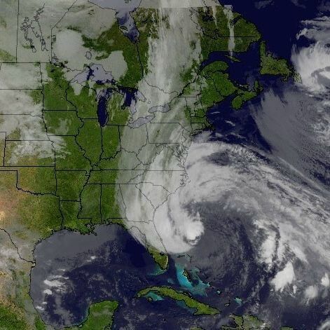 Tropensturm Sandy soll heute Nacht in New York eintreffen. (Foto: NASA)