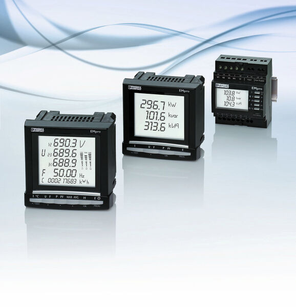 Produktfamilie der Energiemessgeräte EMpro mit drei Gerätetypen für verschiedene Einsatzbereiche (Bild: Phoenix Contact)