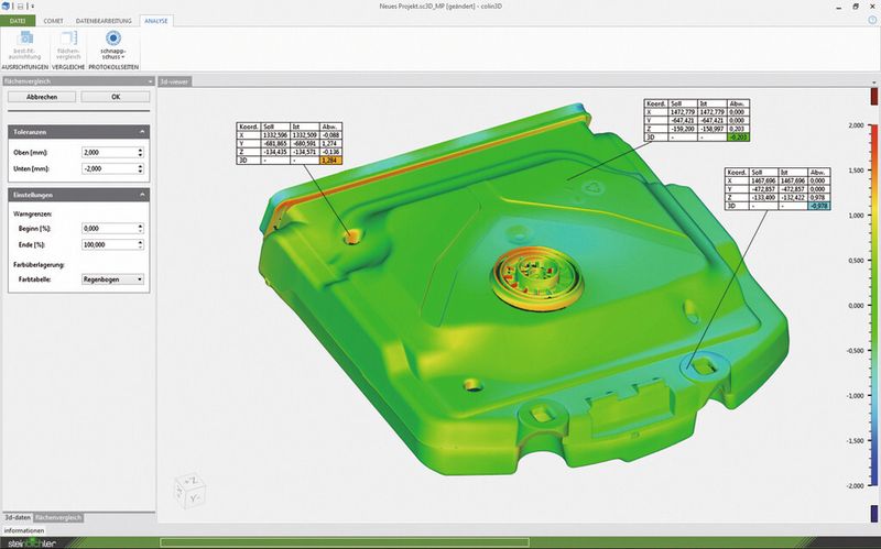 Colin 3D-Software ist optimal unter anderem auf den Comet abgestimmt. Hier Flächenvergleich. (Bild: Steinbichler)