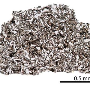 Dünnschliff der Meteoriten-​Probe LAP 02436, Lunar Mare Basalt mit Glas, das die solaren Edelgase enthält. Bildtyp: optische Mikroskopie, planpolarisiertes Licht. (Bild:  ETH Zurich / Patrizia Will)