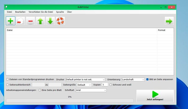 Die auszudruckenden Dokumente können per Drag-and-drop in das BulkPrinter-Fenster gezogen werden. (Bild: Joos (Screenshot))