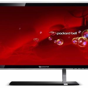 Das 23-Zoll-Full-HD-Display Maestro 230 LED HD ruht auf einem asymmetrischen Fuß, den ein glänzendes Aluminium-Finish ziert.