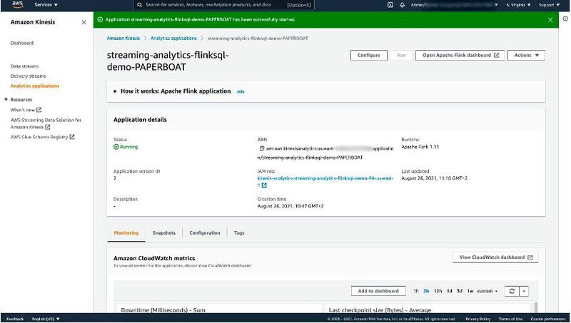 Flink-Applikation auf AWS mit Amazon Kinesis Data Analytics