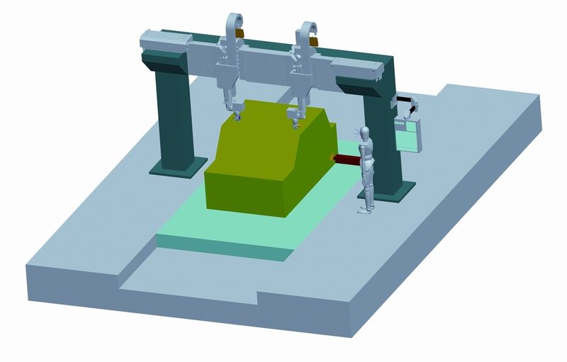 Portalanlagenkonzept für die parallele Bearbeitung an großvolumigen lackierten Blechwerkstücken. (Archiv: Vogel Business Media)